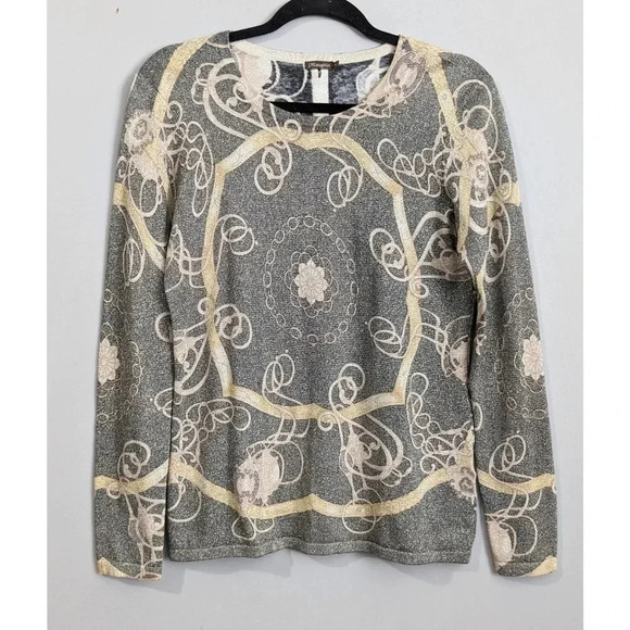 J. McLaughlin Metallic Ribbon Printed Sweater - Picture 1 of 6